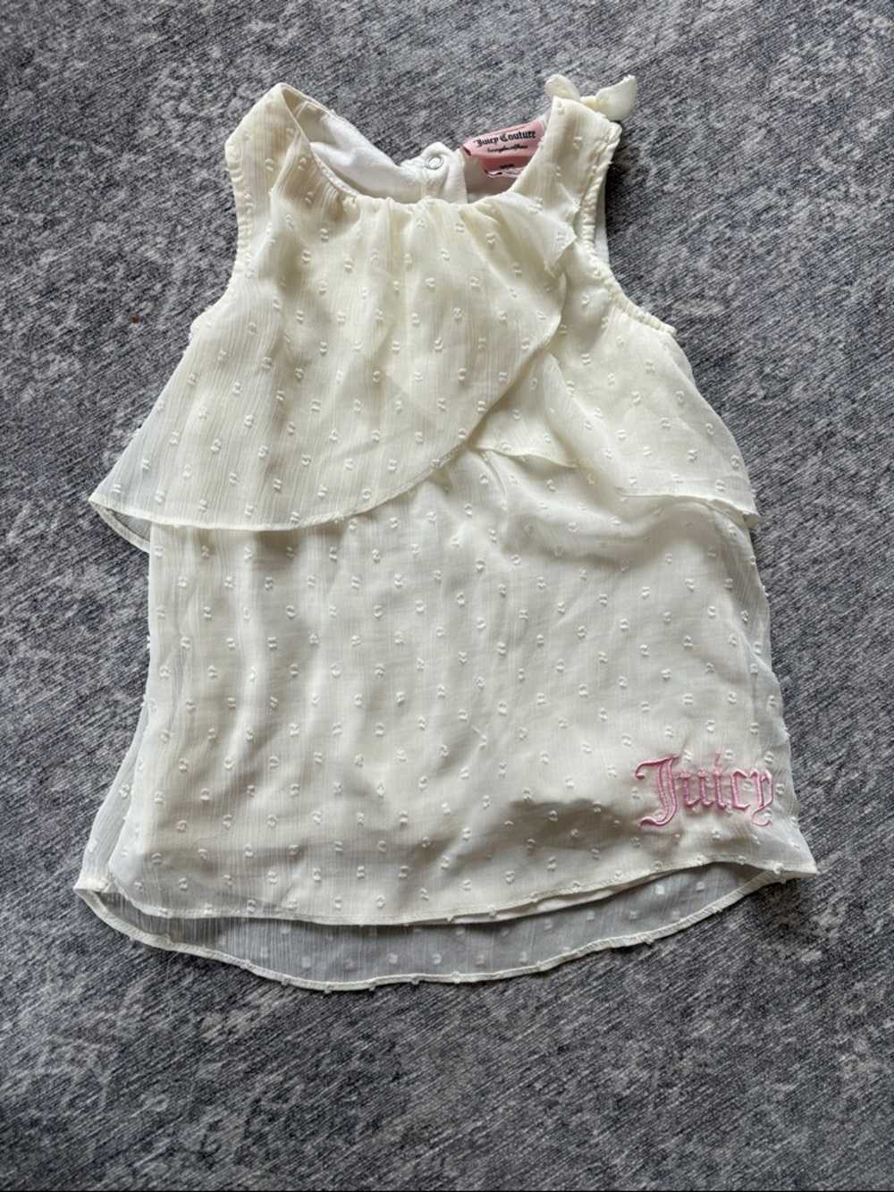 Juicy Couture Cream Sleeveless Swiss Dot Top with Pink Logo